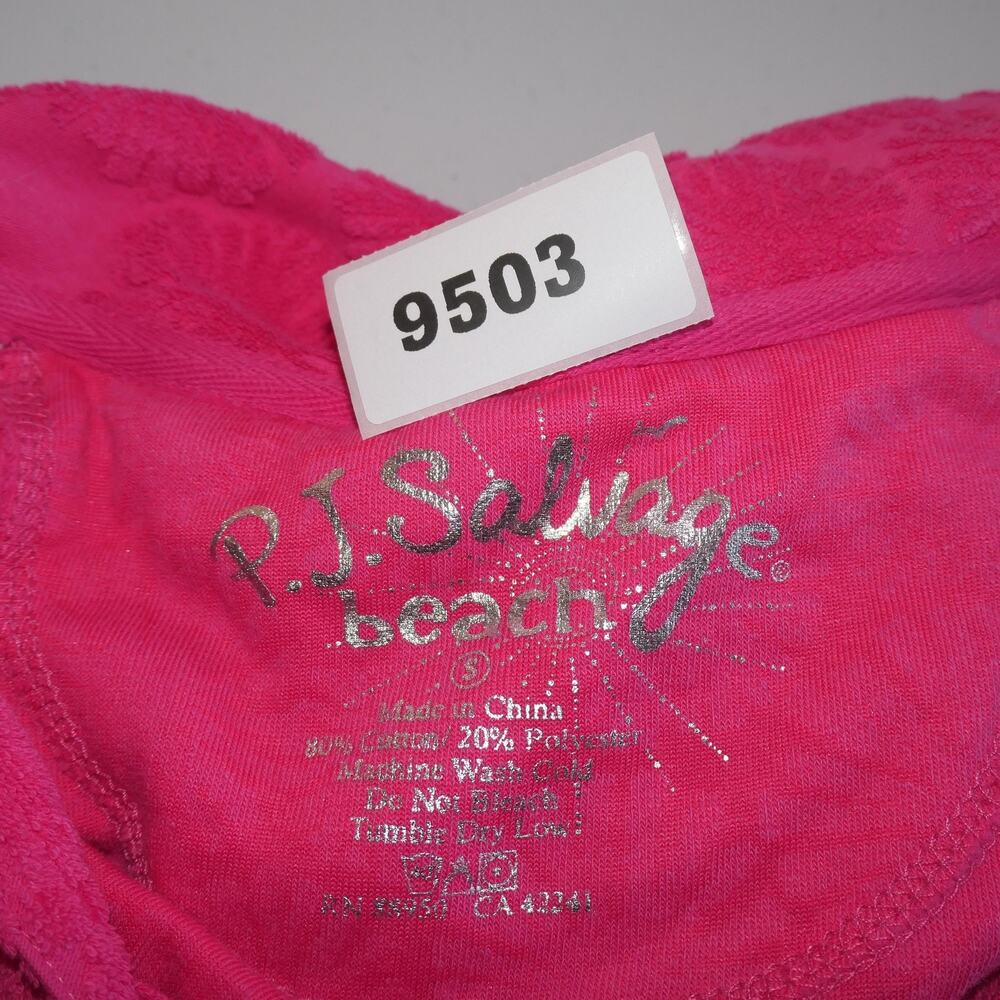 PJ Salvage Beach Cover Up Womens Small Hot Pink Terry Hooded Sunburst Mini - Picture 15 of 15
